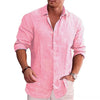 Cotton Linen Autumn Hot Selling Men'S Long Sleeve Shirt Solid Color Casual Style plus Size Men'S Casual Linen Shirt